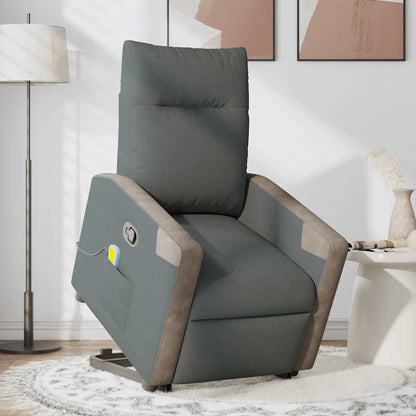 Poltrona Alzapersona Massaggi Reclinabile Grigio Scuro Tessuto