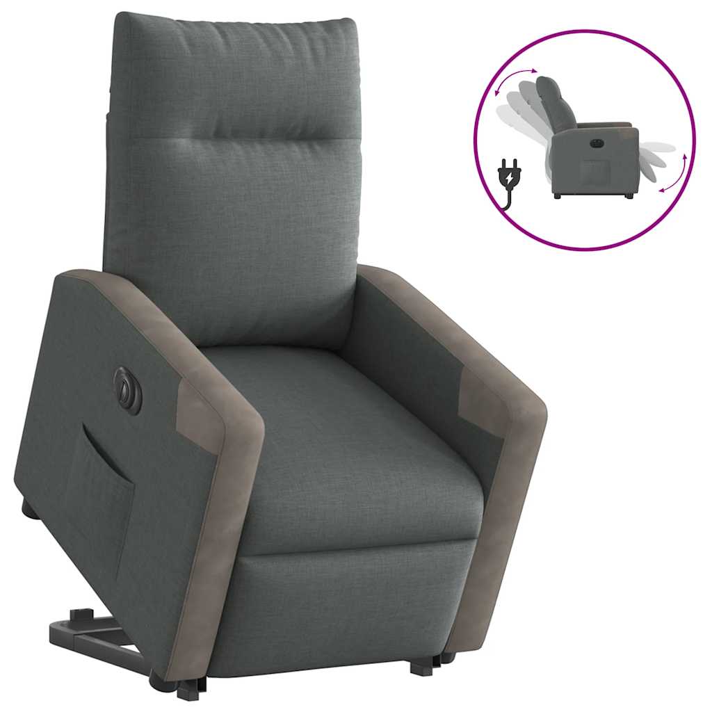 Poltrona Alzapersona Reclinabile Elettrica Grigio Scuro Tessuto | homemem39
