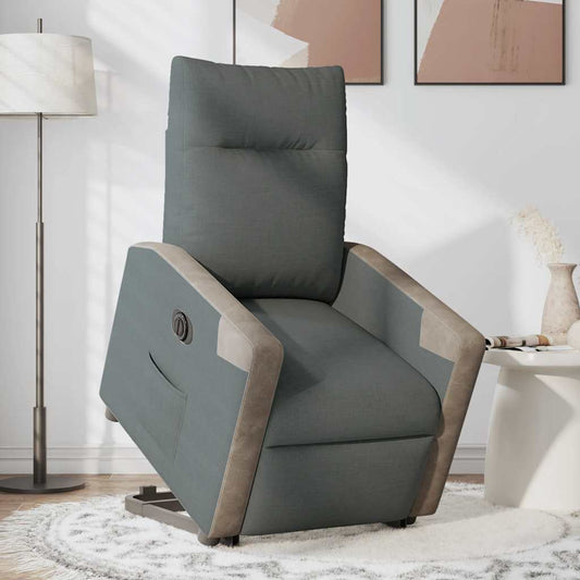Poltrona Alzapersona Reclinabile Elettrica Grigio Scuro Tessuto | homemem39