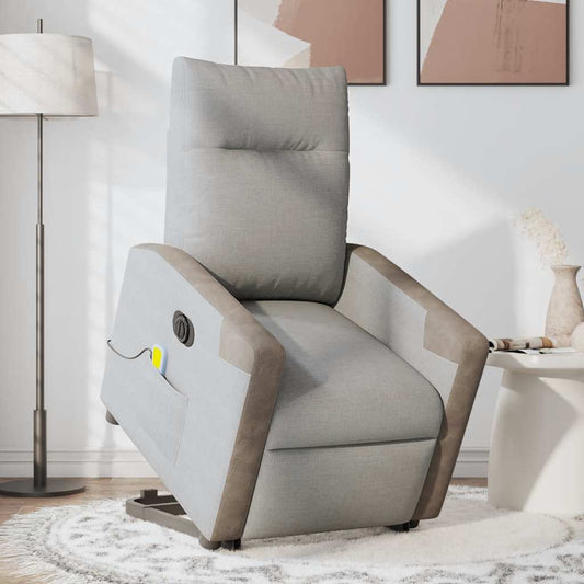 Poltrona Alzapersona Massaggi Elettrica Grigio Nuvola Tessuto