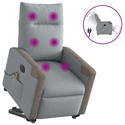 Poltrona Alzapersona Massaggi Elettrica Grigio Chiaro Tessuto