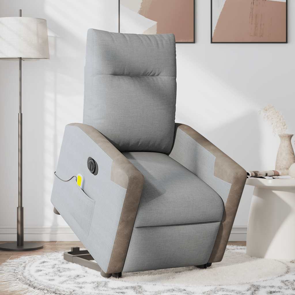 Poltrona Alzapersona Massaggi Elettrica Grigio Chiaro Tessuto | homemem39