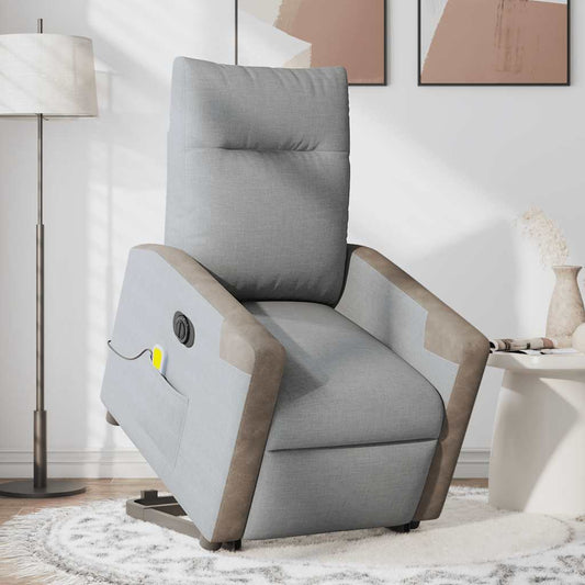 Poltrona Alzapersona Massaggi Elettrica Grigio Chiaro Tessuto