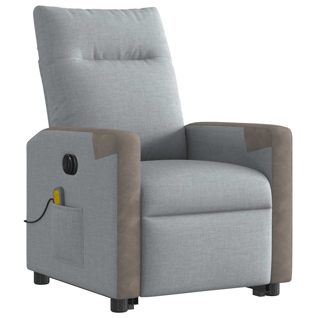 Poltrona Alzapersona Massaggi Elettrica Grigio Chiaro Tessuto