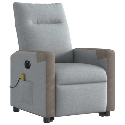 Poltrona Alzapersona Massaggi Elettrica Grigio Chiaro Tessuto
