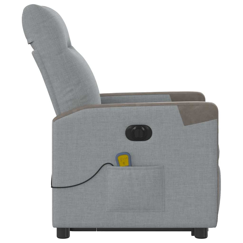 Poltrona Alzapersona Massaggi Elettrica Grigio Chiaro Tessuto | homemem39