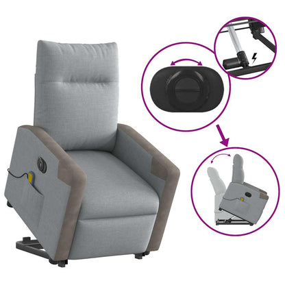 Poltrona Alzapersona Massaggi Elettrica Grigio Chiaro Tessuto | homemem39