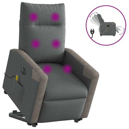 Poltrona Alzapersona Massaggi Elettrica Grigio Scuro Tessuto