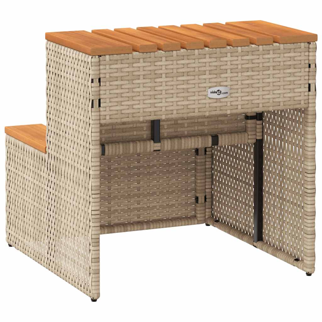 Bordo per Vasca Idromassaggio Beige Polyrattan&Massello Acacia - homemem39