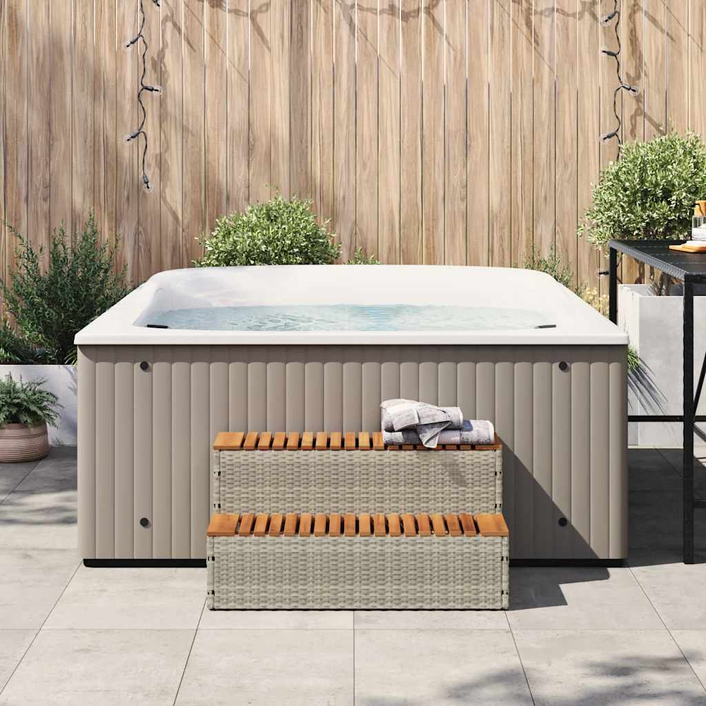 Bordo per Vasca Idromassaggio Grigio Polyrattan&Massello Acacia | homemem39