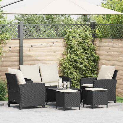 Set Divano da Giardino 6 pz con Cuscini Nero in Polyrattan - homemem39