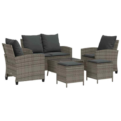 Set Divano da Giardino 6 pz con Cuscini Grigio in Polyrattan - homemem39