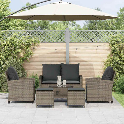 Set Divano da Giardino 6 pz con Cuscini Grigio in Polyrattan | homemem39