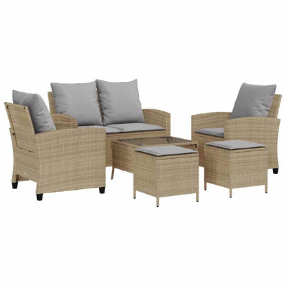 Set Divano da Giardino 6 pz con Cuscini Beige in Polyrattan - homemem39