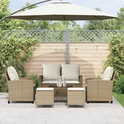 Set Divano da Giardino 6 pz con Cuscini Beige in Polyrattan - homemem39
