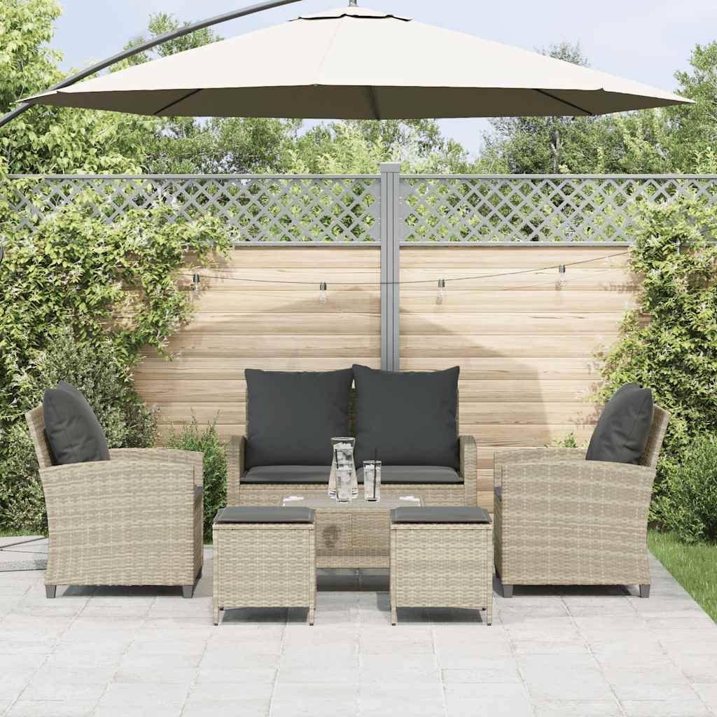 Set Divano da Giardino 6pz con Cuscini Grigio Chiaro Polyrattan - homemem39