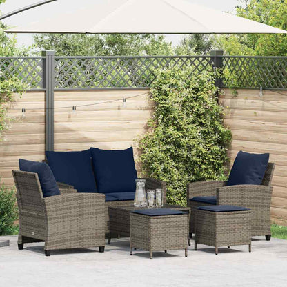 Set Divano da Giardino 6 pz con Cuscini Grigio in Polyrattan | homemem39