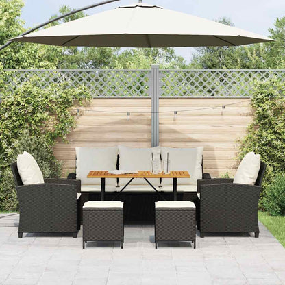 Set Divano da Giardino 6 pz con Cuscini Nero in Polyrattan
