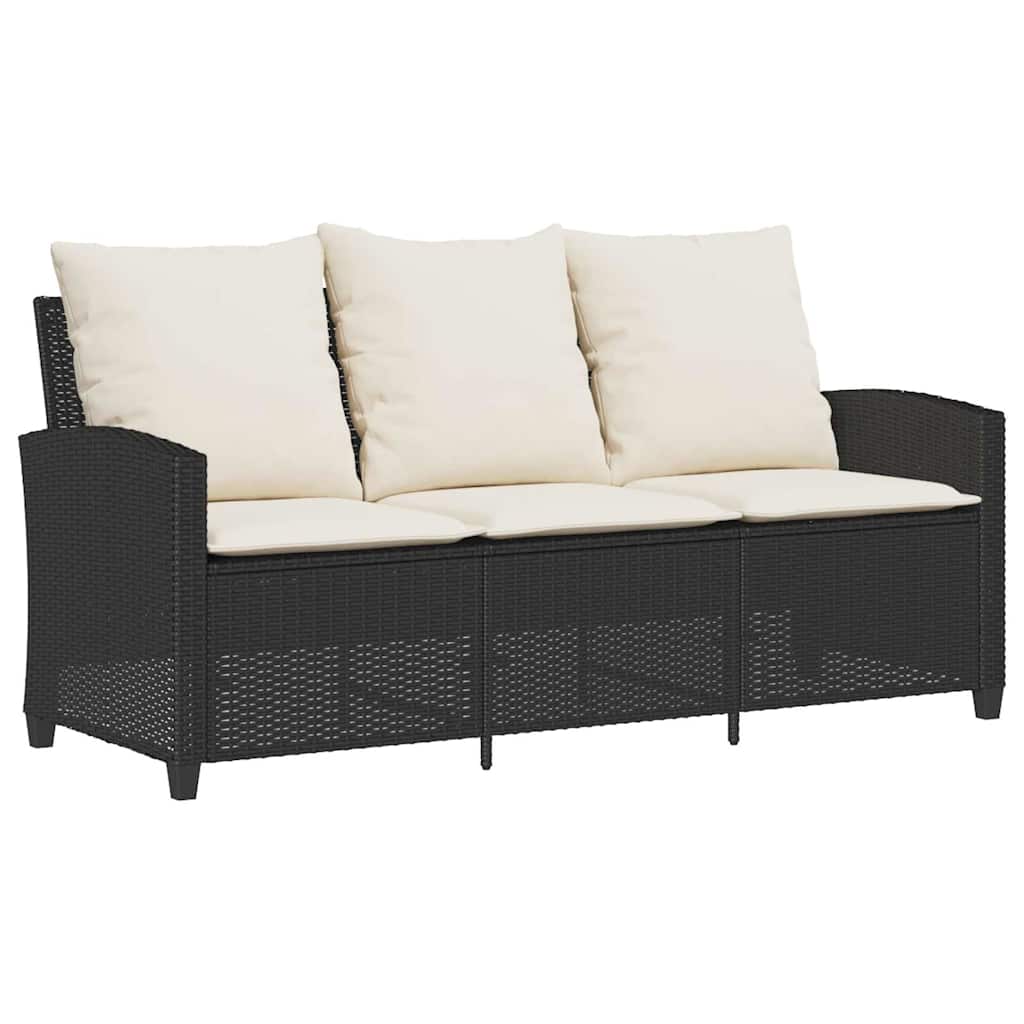 Set Divano da Giardino 6 pz con Cuscini Nero in Polyrattan | homemem39