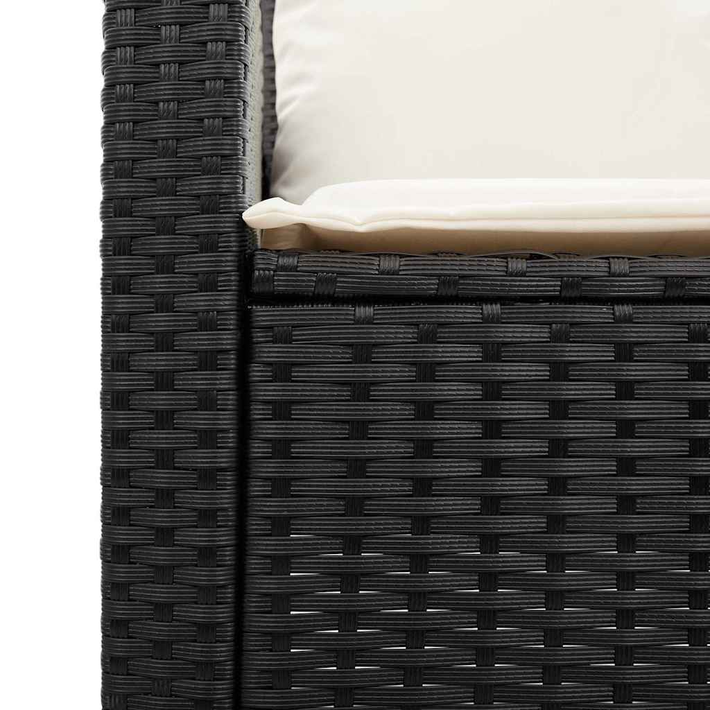 Set Divano da Giardino 6 pz con Cuscini Nero in Polyrattan