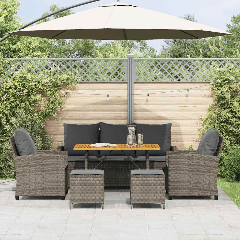 Set Divano da Giardino 6 pz con Cuscini Grigio in Polyrattan | homemem39