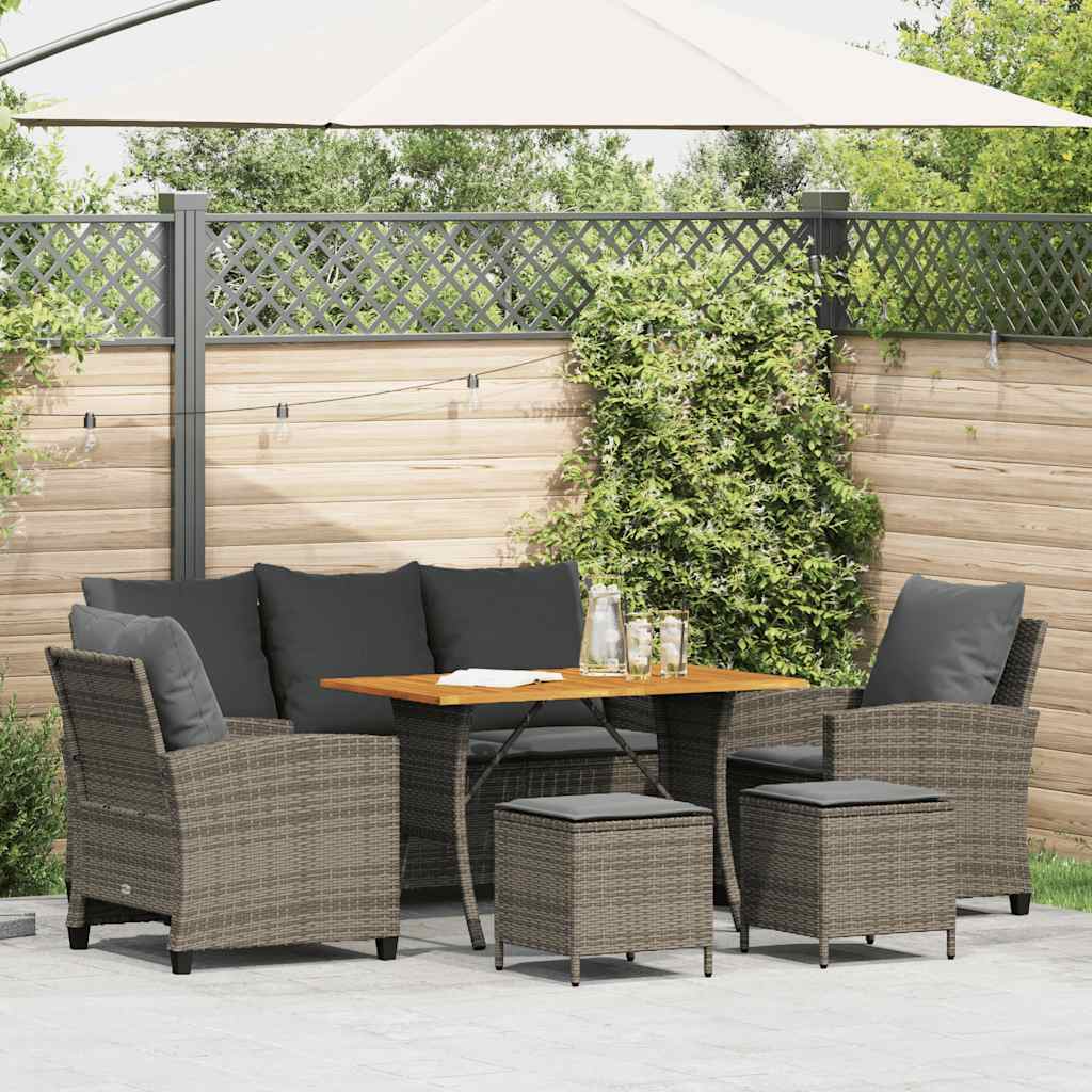 Set Divano da Giardino 6 pz con Cuscini Grigio in Polyrattan - homemem39