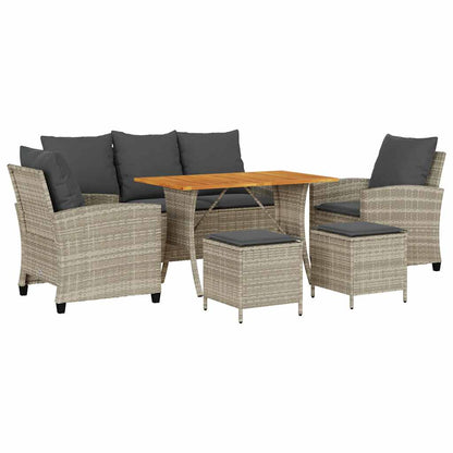 Set Divano da Giardino 6pz con Cuscini Grigio Chiaro Polyrattan | homemem39
