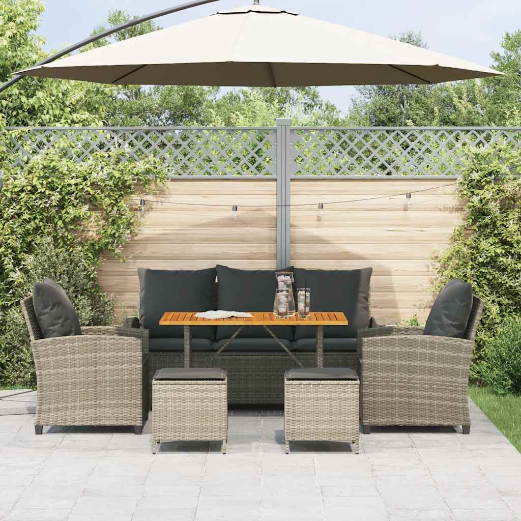 Set Divano da Giardino 6pz con Cuscini Grigio Chiaro Polyrattan | homemem39