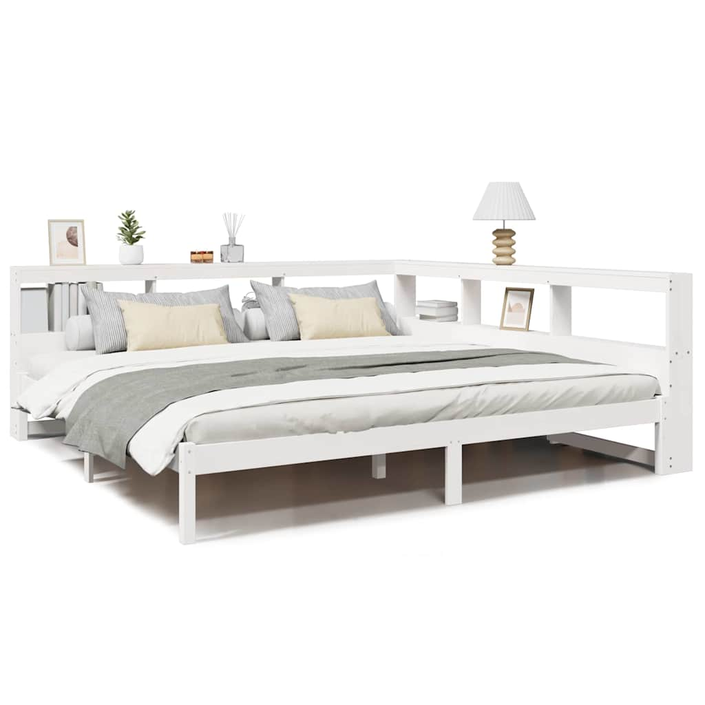 Letto Libreria senza Materasso Bianco 200x200 cm Legno di Pino