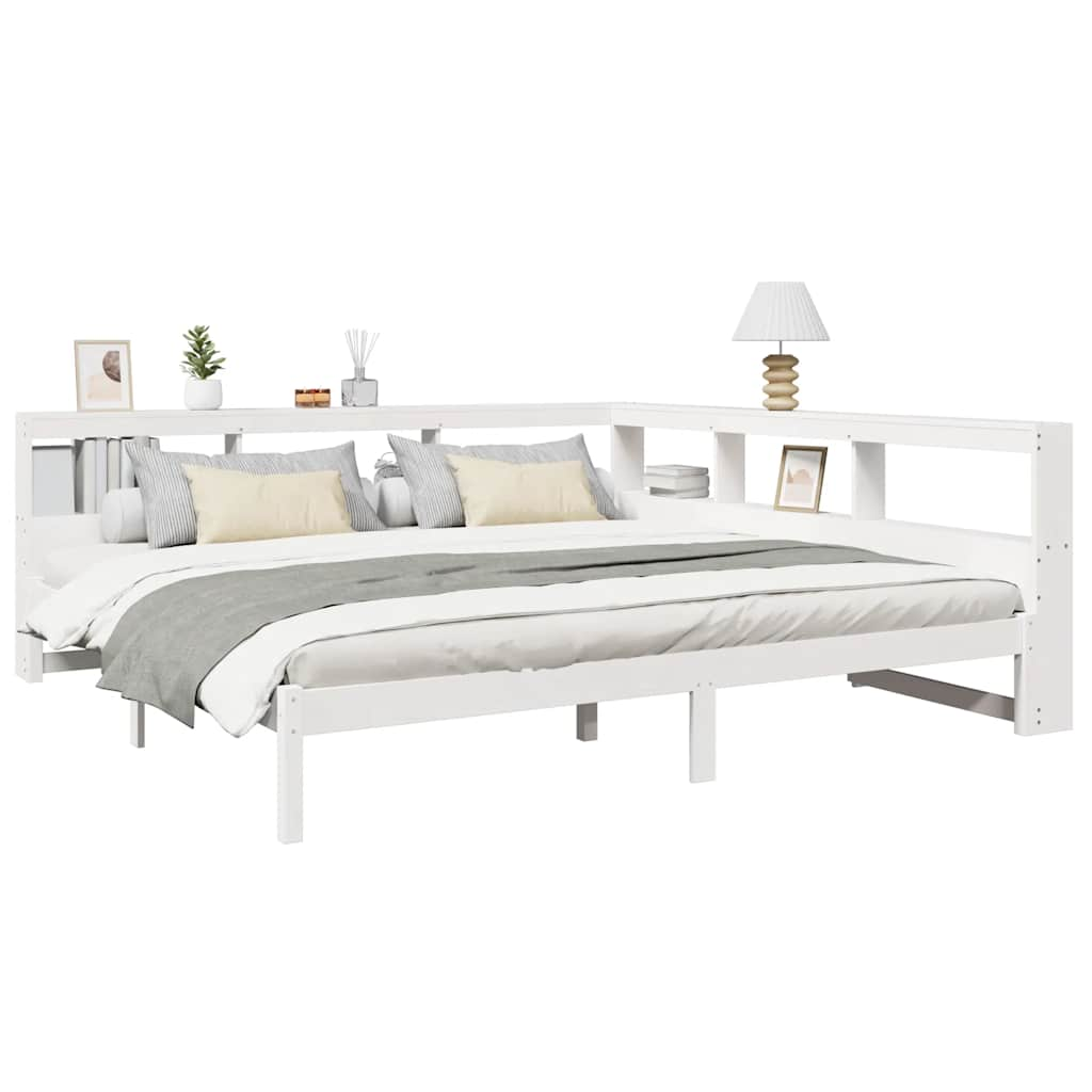 Letto Libreria senza Materasso Bianco 200x200 cm Legno di Pino