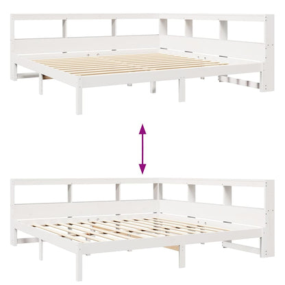 Letto Libreria senza Materasso Bianco 200x200 cm Legno di Pino