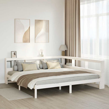 Letto Libreria senza Materasso Bianco 200x200 cm Legno di Pino