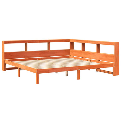 Letto Libreria senza Materasso Marrone Cera 200x200 cm in Pino