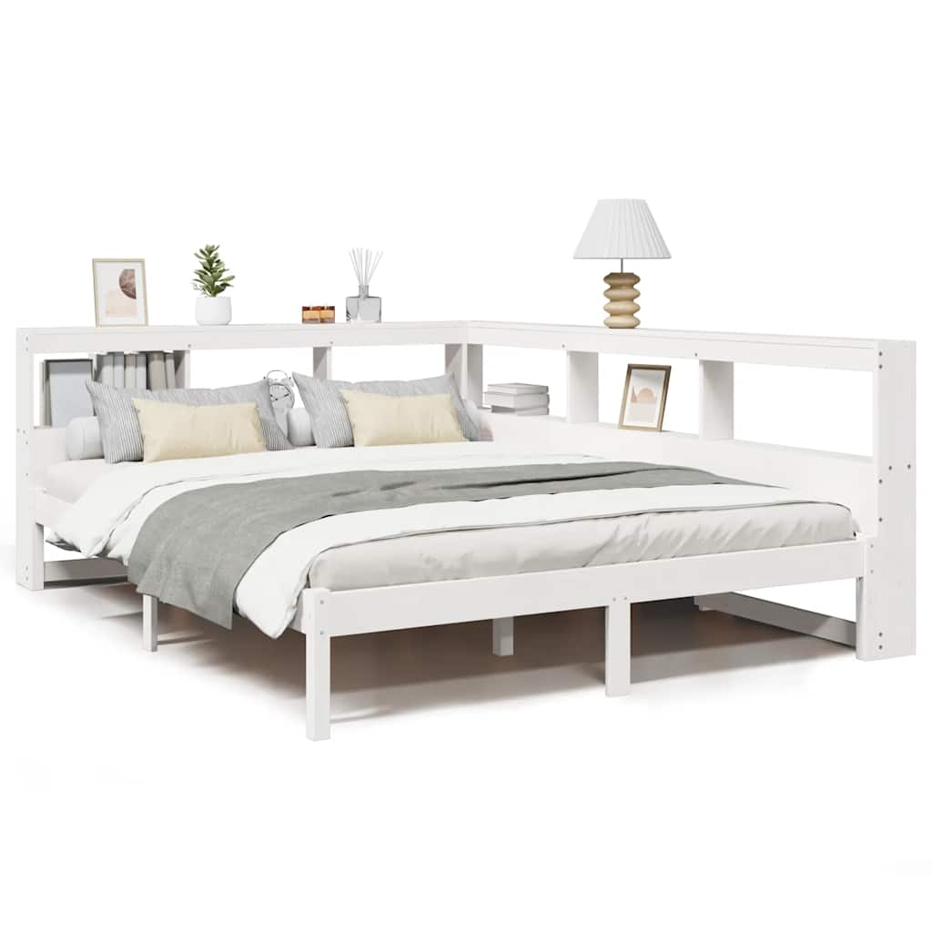 Letto Libreria senza Materasso Bianco 160x200 cm Legno di Pino