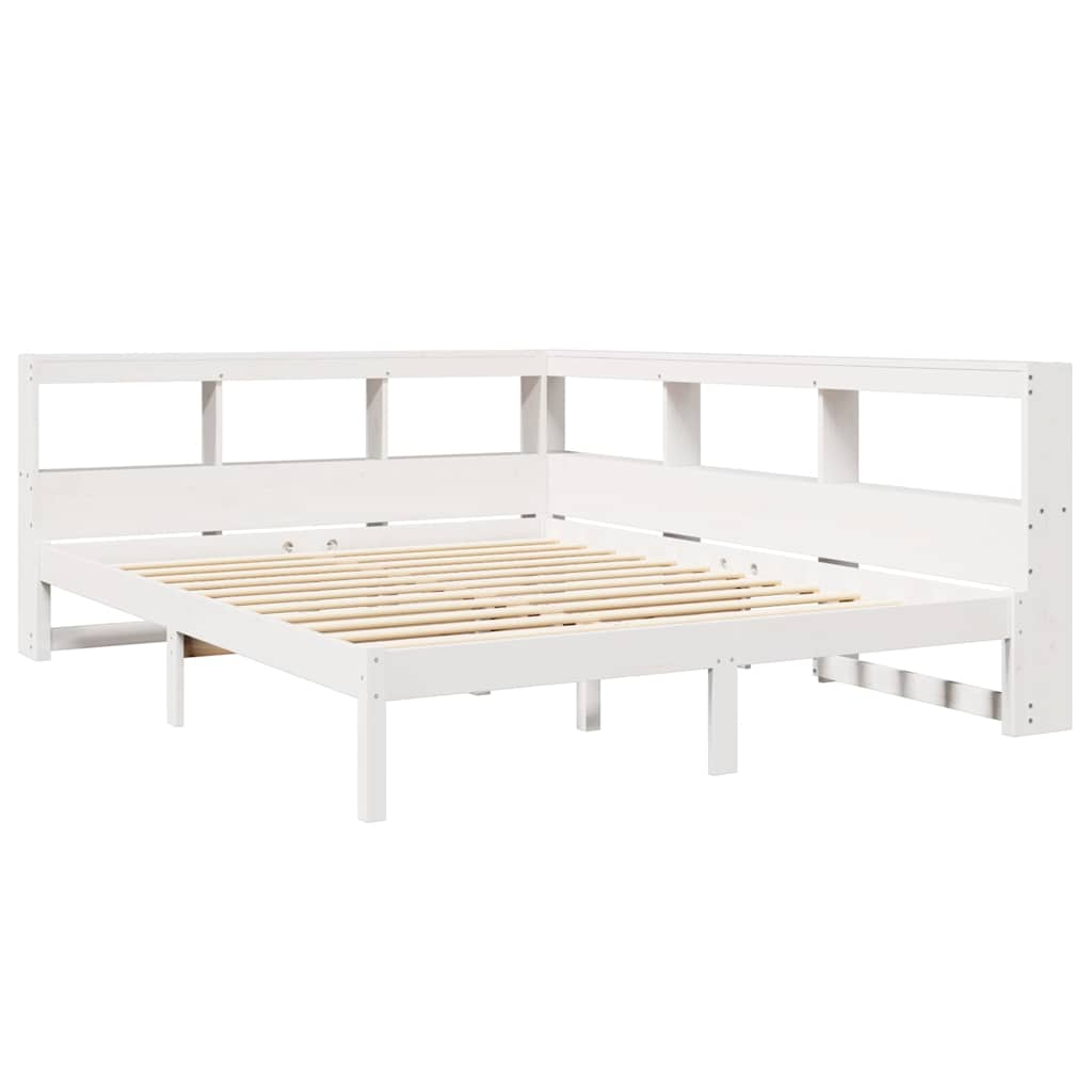 Letto Libreria senza Materasso Bianco 160x200 cm Legno di Pino