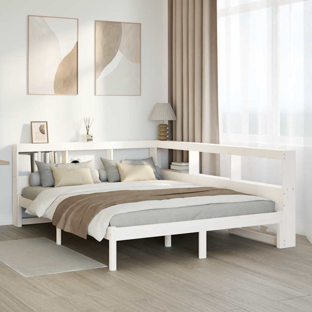 Letto Libreria senza Materasso Bianco 160x200 cm Legno di Pino