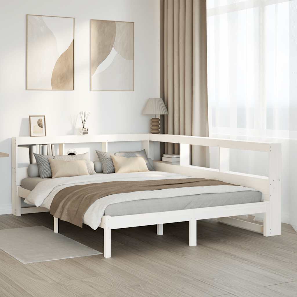 Letto Libreria senza Materasso Bianco 150x200 cm Legno di Pino