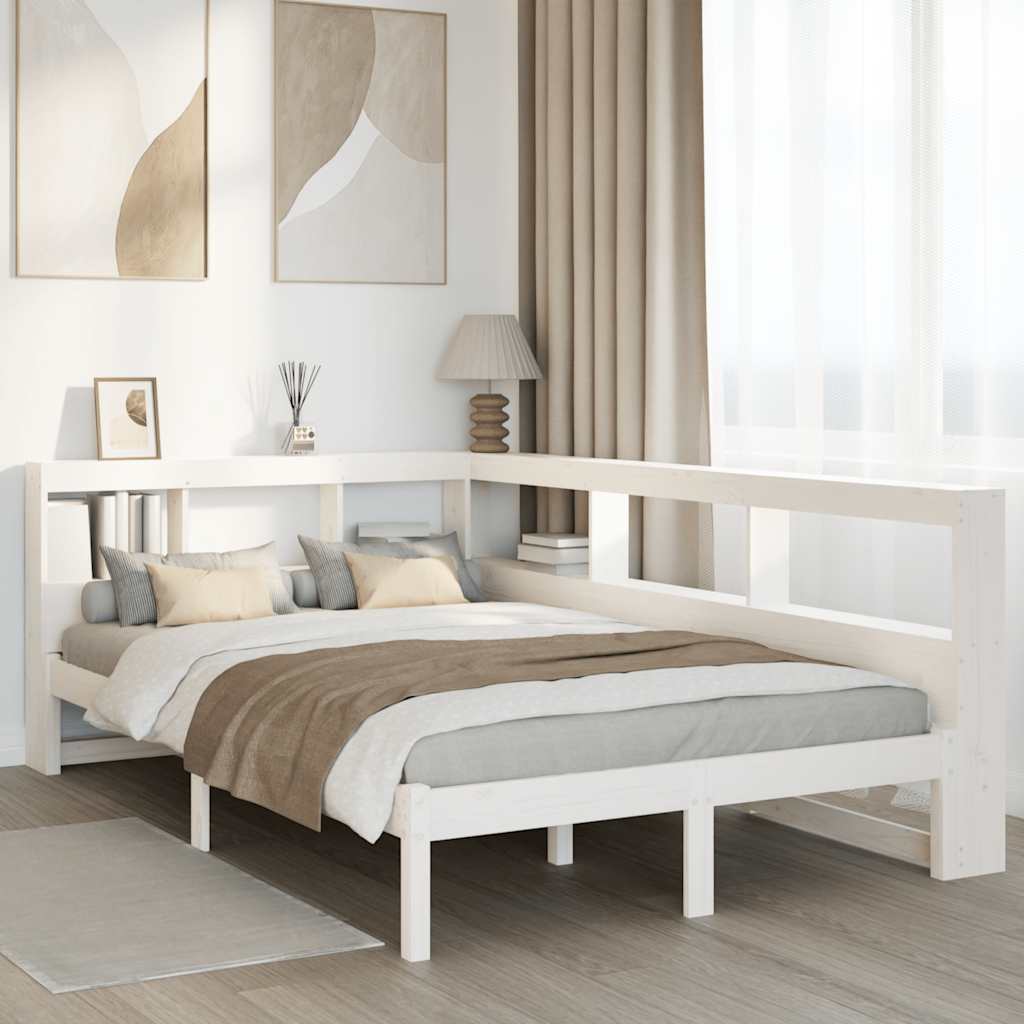 Letto Libreria senza Materasso Bianco 120x200 cm Legno di Pino