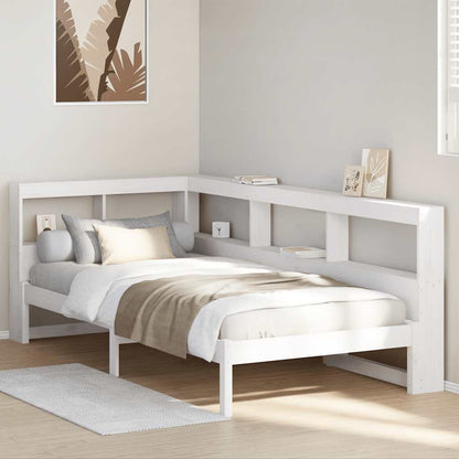 Letto Libreria senza Materasso Bianco 100x200 cm Legno di Pino