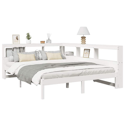 Letto Libreria senza Materasso Bianco 140x190 cm Legno di Pino