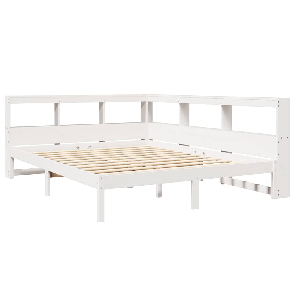 Letto Libreria senza Materasso Bianco 140x190 cm Legno di Pino