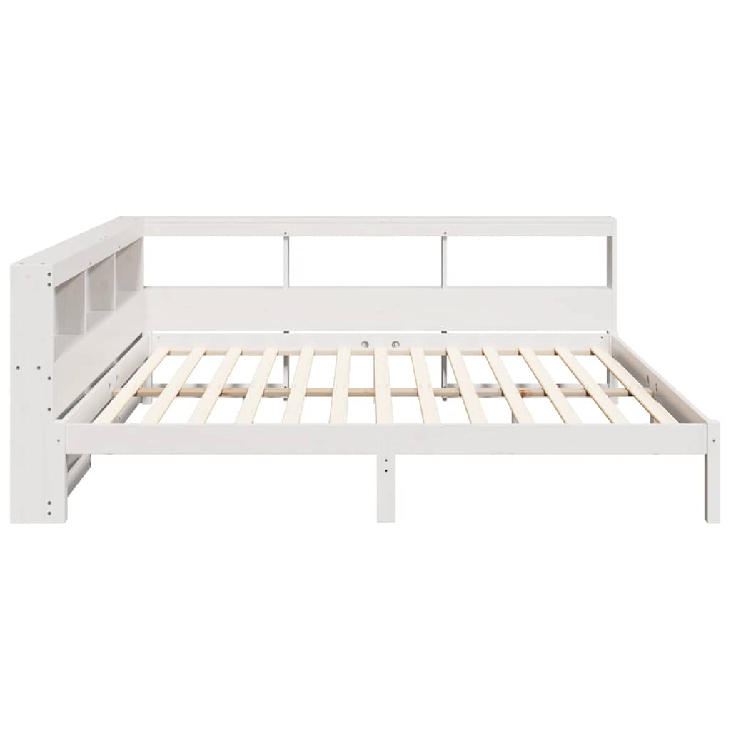 Letto Libreria senza Materasso Bianco 140x190 cm Legno di Pino