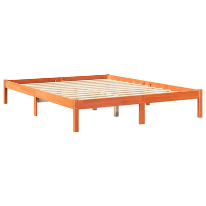 Letto Libreria senza Materasso Marrone Cera 140x190 cm in Pino