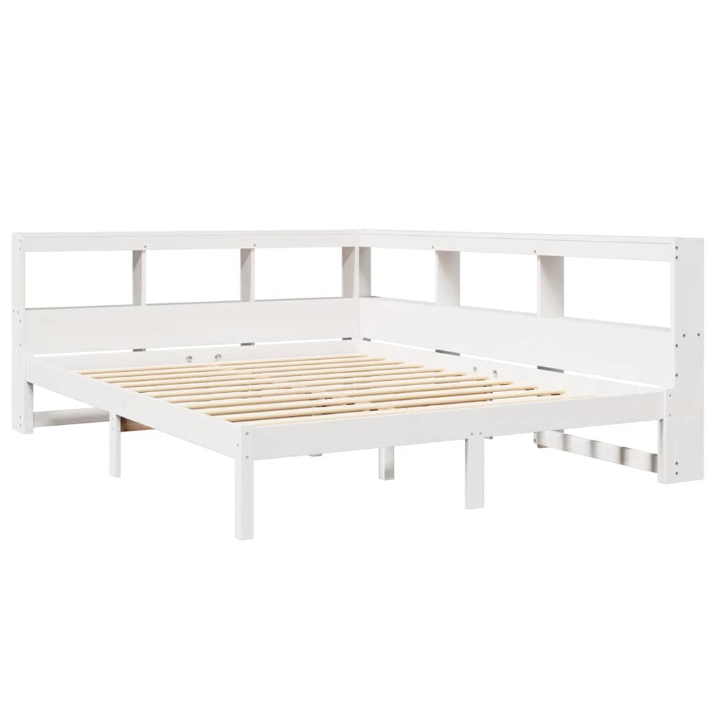 Letto Libreria senza Materasso Bianco 135x190 cm Legno di Pino