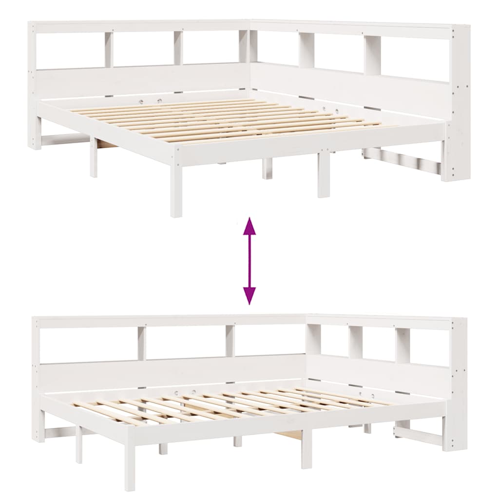 Letto Libreria senza Materasso Bianco 135x190 cm Legno di Pino