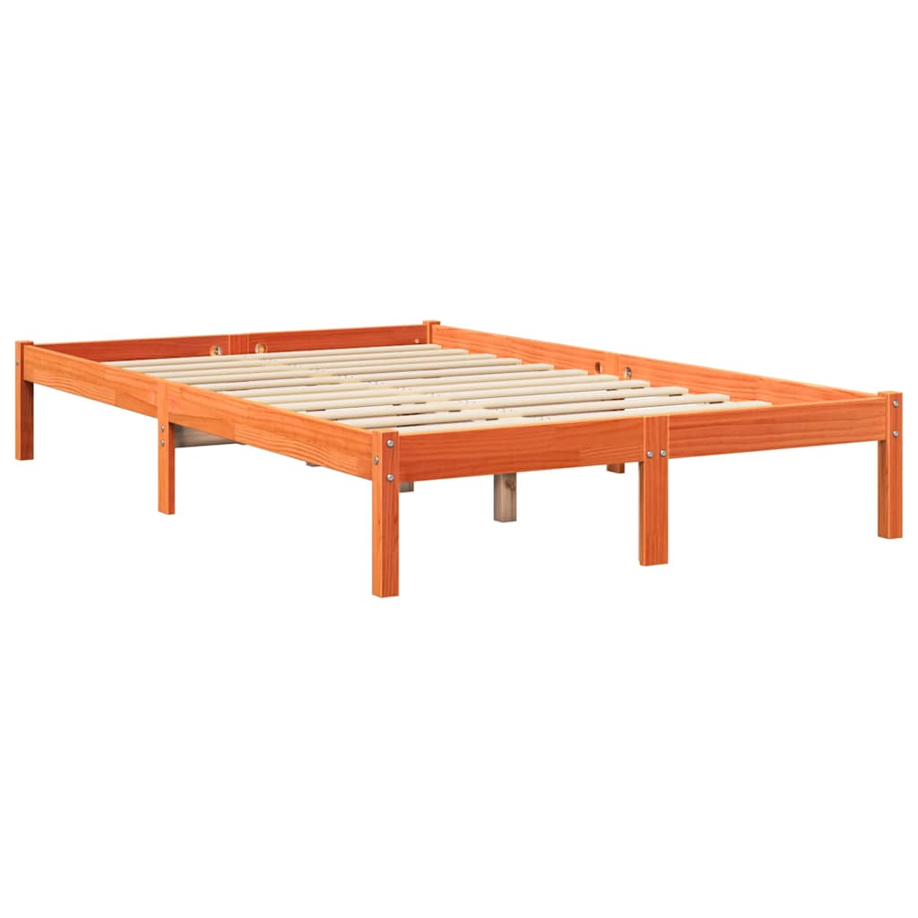 Letto Libreria senza Materasso Marrone Cera 135x190 cm in Pino