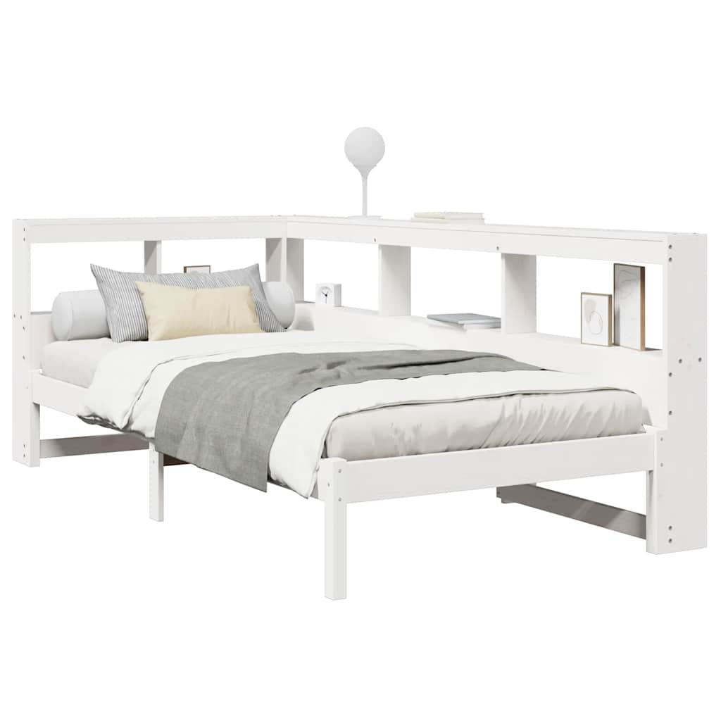 Letto Libreria senza Materasso Bianco 90x190 cm Massello Pino