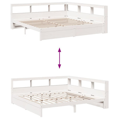 Letto Libreria senza Materasso Bianco 200x200 cm Legno di Pino