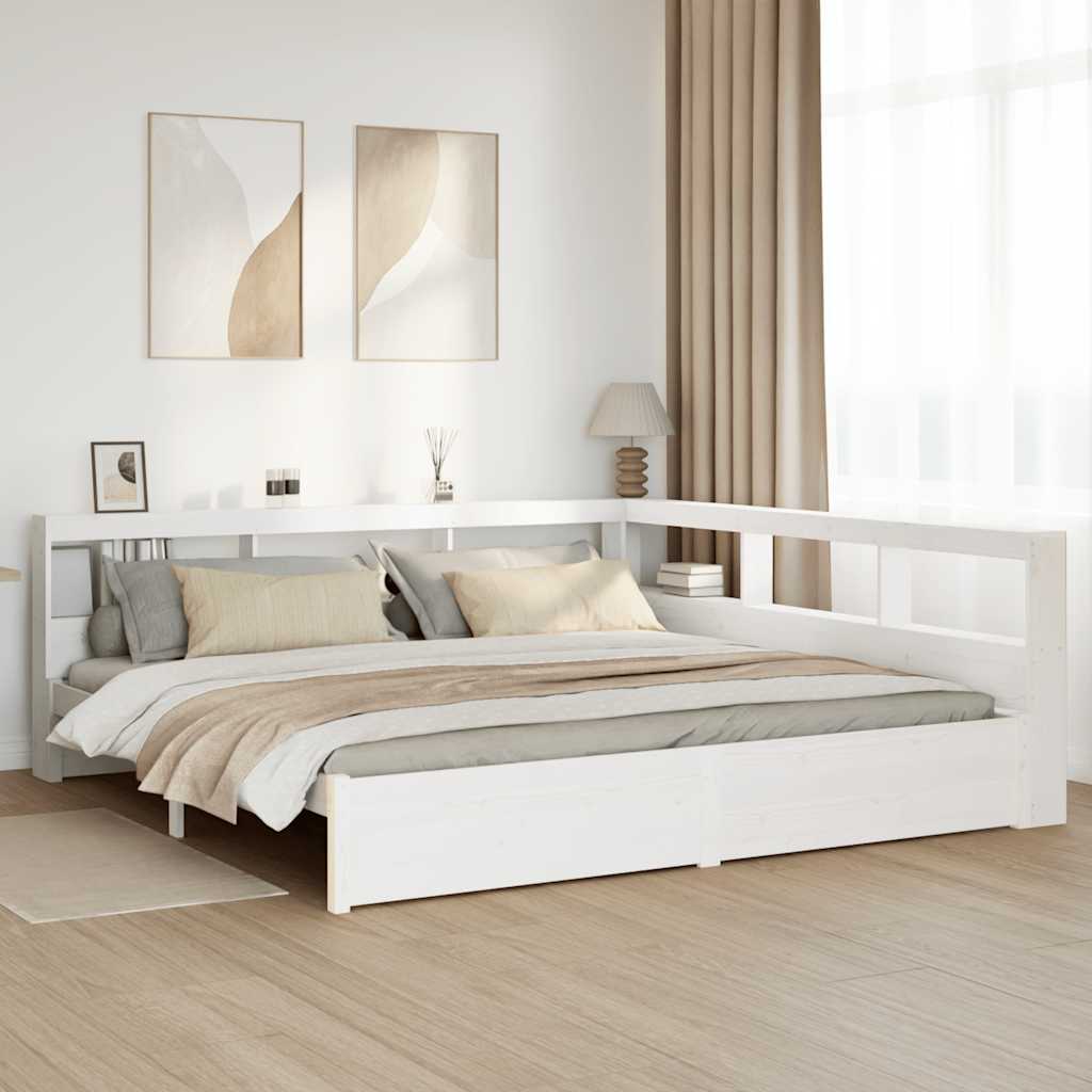 Letto Libreria senza Materasso Bianco 200x200 cm Legno di Pino