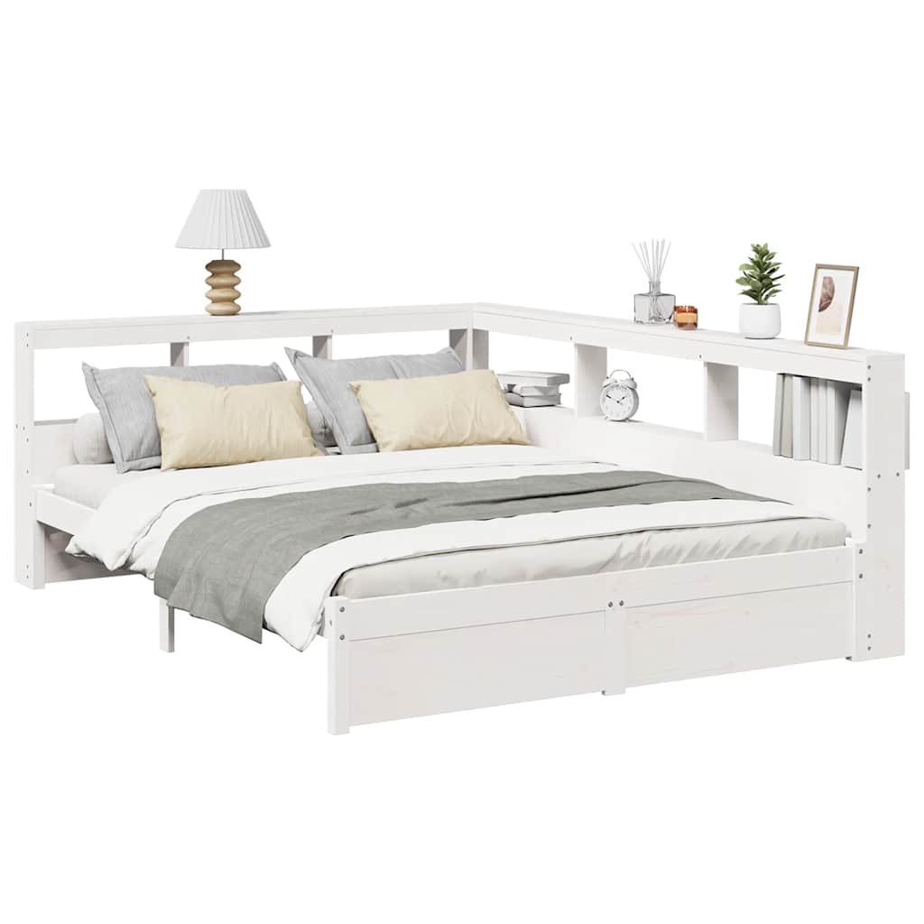 Letto Libreria senza Materasso Bianco 150x200 cm Legno di Pino - homemem39